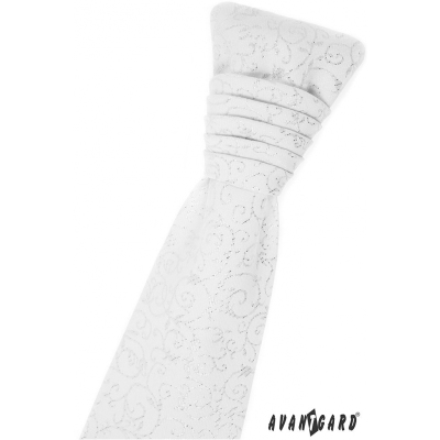 Fehér francia nyakkendő, fényes díszítéssel