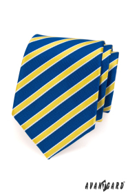 Kék nyakkendő sárga csíkokkal