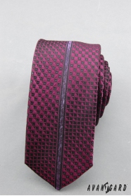 Keskeny nyakkendő lila mintával