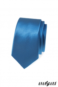 Kék, sima keskeny nyakkendő