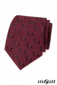 Bordó nyakkendő minta fekete ló