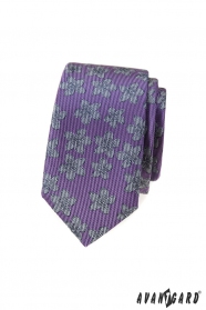 Lila keskeny nyakkendő szürke mintával