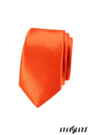 Keskeny nyakkendő, mély narancs színű