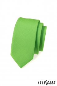 Keskeny slim nyakkendő,  zöld matt