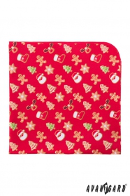 Piros díszzsebkendő mintával karácsonyi mézeskalács