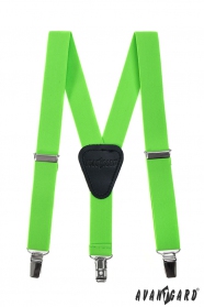 Neon zöld fiú Y alakú nadrágtartó csatokkal és fekete bőr középpel