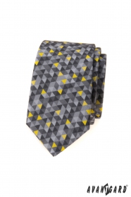 Szürke keskeny nyakkendő háromszög mintával