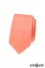 Keskeny nyakkendő matt lazac színnel