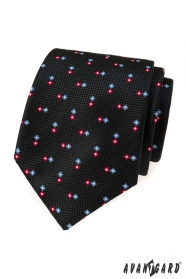 Fekete textúrájú nyakkendő mintával