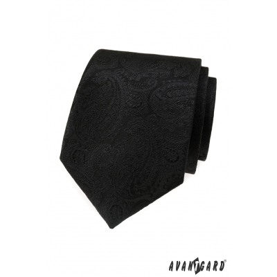 Fekete nyakkendő paisley motívummal