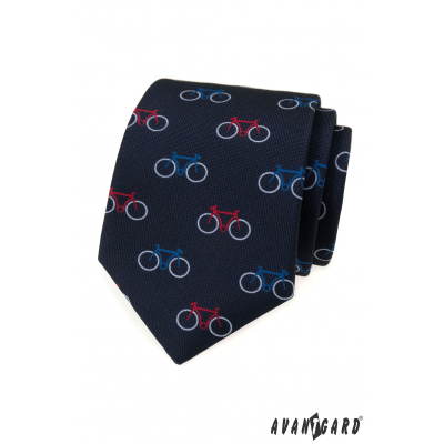 Kék nyakkendő kerékpáros mintával