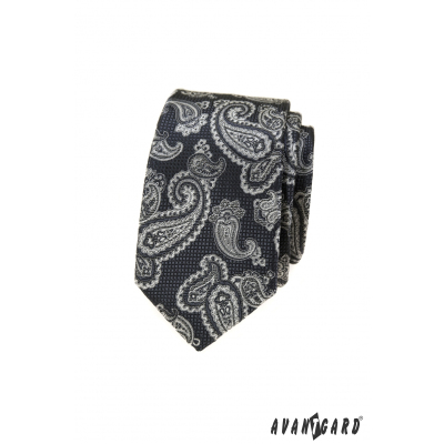 Grafitszürke nyakkendő paisley mintával