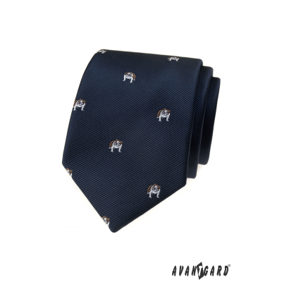 Kék nyakkendő Bulldog mintás