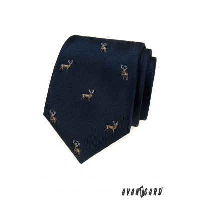 Kék nyakkendő szarvas mintával