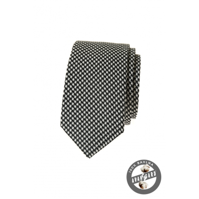 Fekete-fehér pamut keskeny nyakkendő