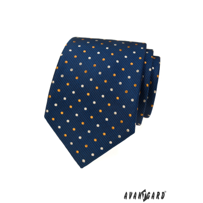 Kék strukturált nyakkendő pöttyökkel
