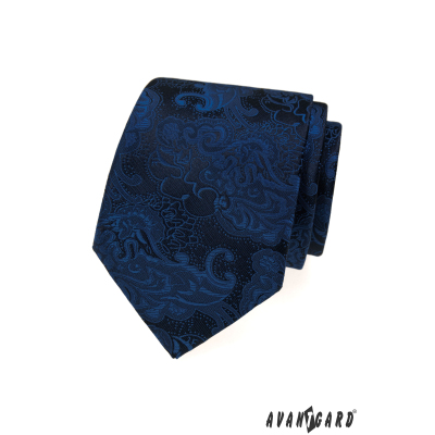 Kék nyakkendő paisley mintával és díszzsebkendő