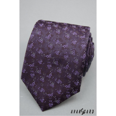 Sötét lila nyakkendő finom virágok