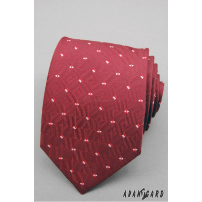 Piros férfi nyakkendő kis négyzetekkel