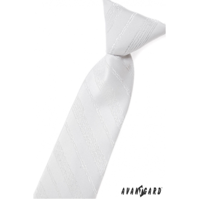 Fehér baba nyakkendő, ezüst mintával