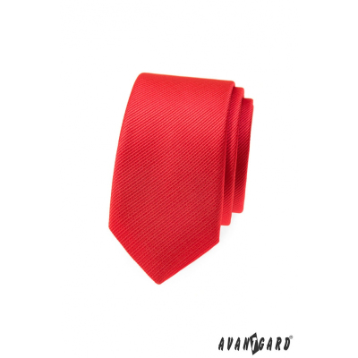 Piros strukturált vékony Avantgard nyakkendő