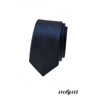 Sötétkék vékony nyakkendő szaggatott struktúra