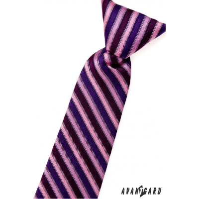 Fiú nyakkendő rózsaszín, kék és lila csíkos