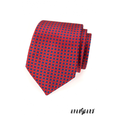 Piros AVANTGARD nyakkendő kék mintával