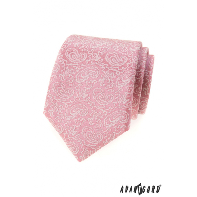 Púder rózsaszín nyakkendő Paisley mintával