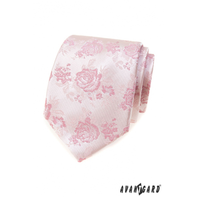 Rózsaszín nyakkendő rózsákkal
