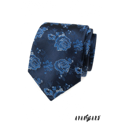 Kék nyakkendő rózsákkal