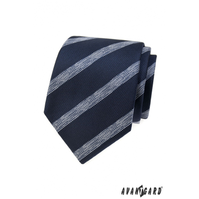 Kék strukturált nyakkendő, fehér csíkkal
