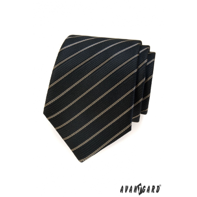 Fekete nyakkendő, barna csíkkal