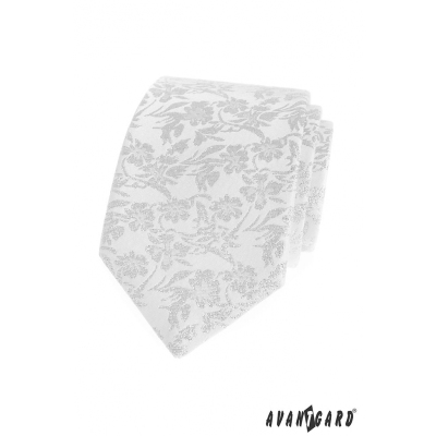 Fehér nyakkendő virágmintás