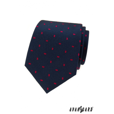 Sötétkék nyakkendő piros mintával