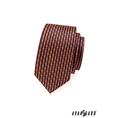 SLIM nyakkendő barna és piros tónusú