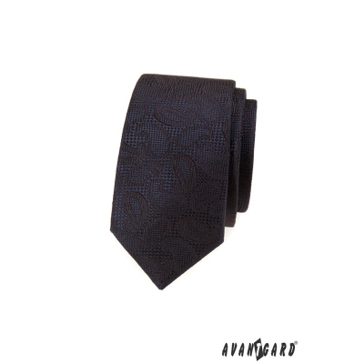 Barna, strukturált nyakkendő Paisley mintával