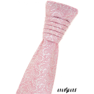Francia nyakkendő por rózsaszín Paisley mintával