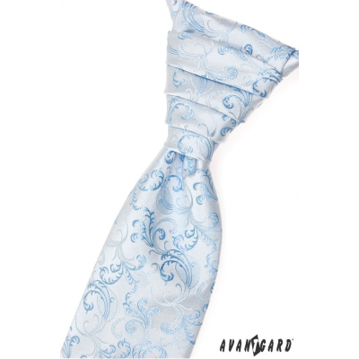 Világoskék paisley mintás francia nyakkendő