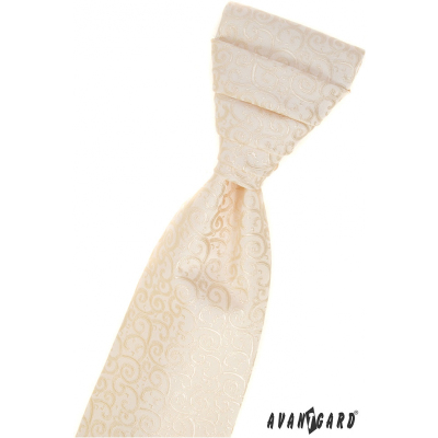 Krémes francia nyakkendő, fényes mintával