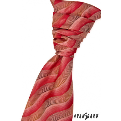 Esküvői nyakkendő díszzsebkendővel, vörös-barna