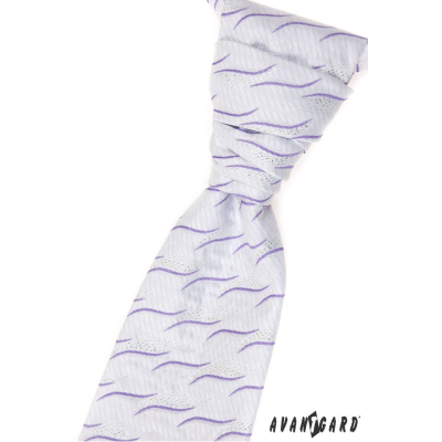Esküvői nyakkendő díszzsebkendővel, lila hullámokkal