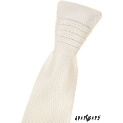 Francia krém nyakkendő csíkos textúra és díszzsebkendő