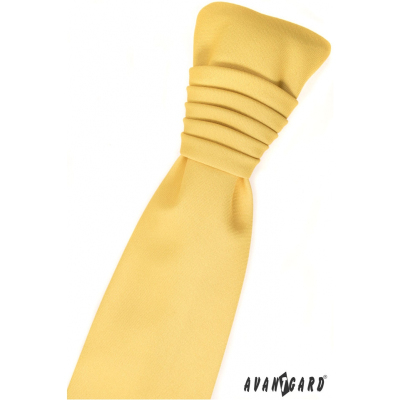 Sárga matt esküvői nyakkendő díszzsebkendővel