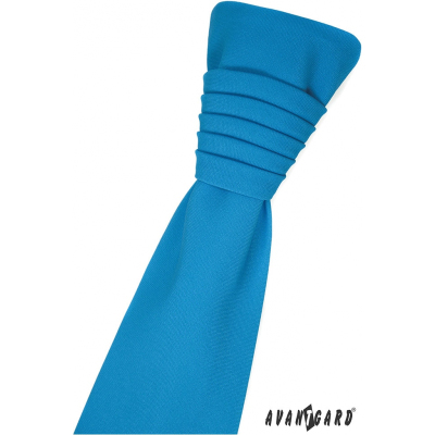 Türkiz francia nyakkendő díszzsebkendővel