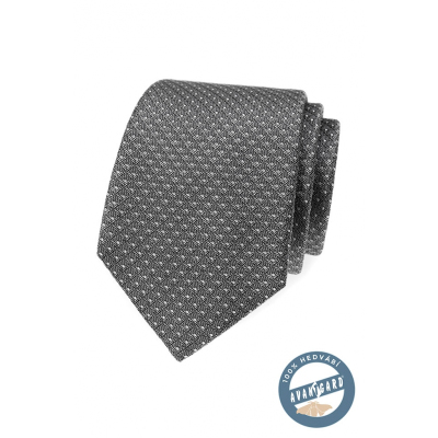 Szürke finom mintás selyem nyakkendő egy díszdobozban