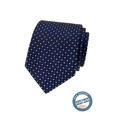 Kék selyem nyakkendő fehér mintával