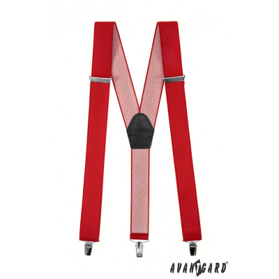 Piros nadrágtartó Y-alakú 3-klip tartó