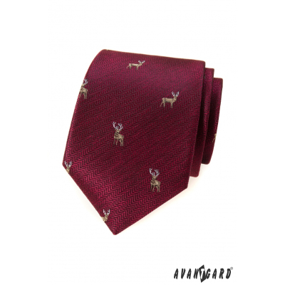 Burgundi nyakkendő szarvassal