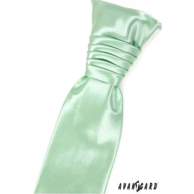 Finom zöld esküvői nyakkendő díszzsebkendővel